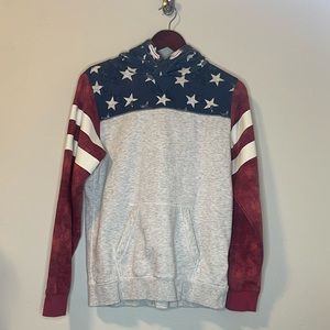 American flag print hoodie.